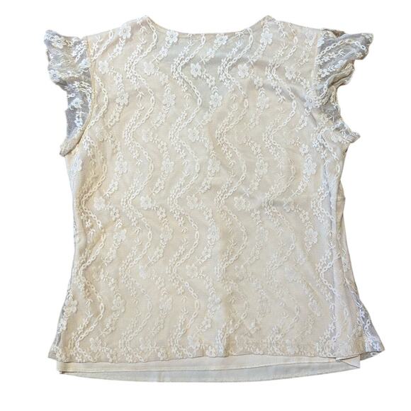 Women's Vol. 1 Petal Sleeve, Cream Lace Top Blouse, Size Large, EUC - Picture 2 of 3